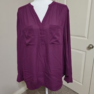 Torrid Harper Long Sleeve Pullover Blouse Size 2 (XXL) in Phlox